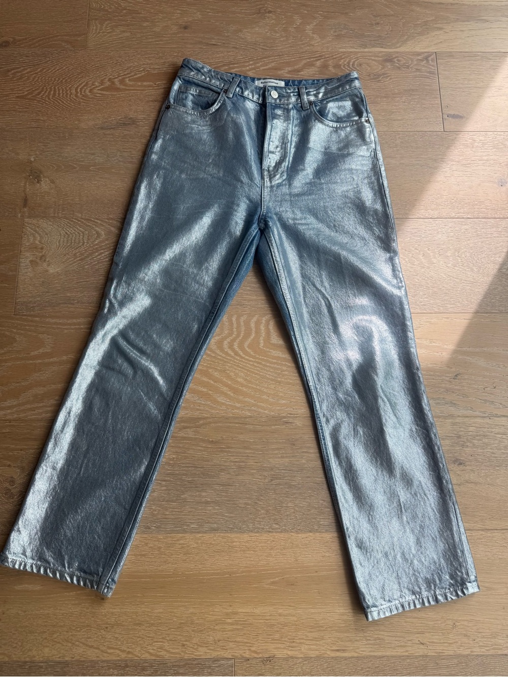 Reformation Cynthia High Rise Coated Straight Jeans